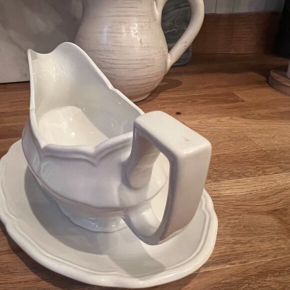 Vtg Royal Staffordshire Heirloom Ironstone Gravy Boat & Underplate By Meakin J&G - Picture 10 of 13